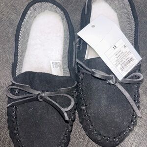 Black Suede Moccasin Slippers ( target brand )